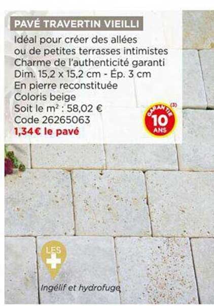 pavé travertin vieilli