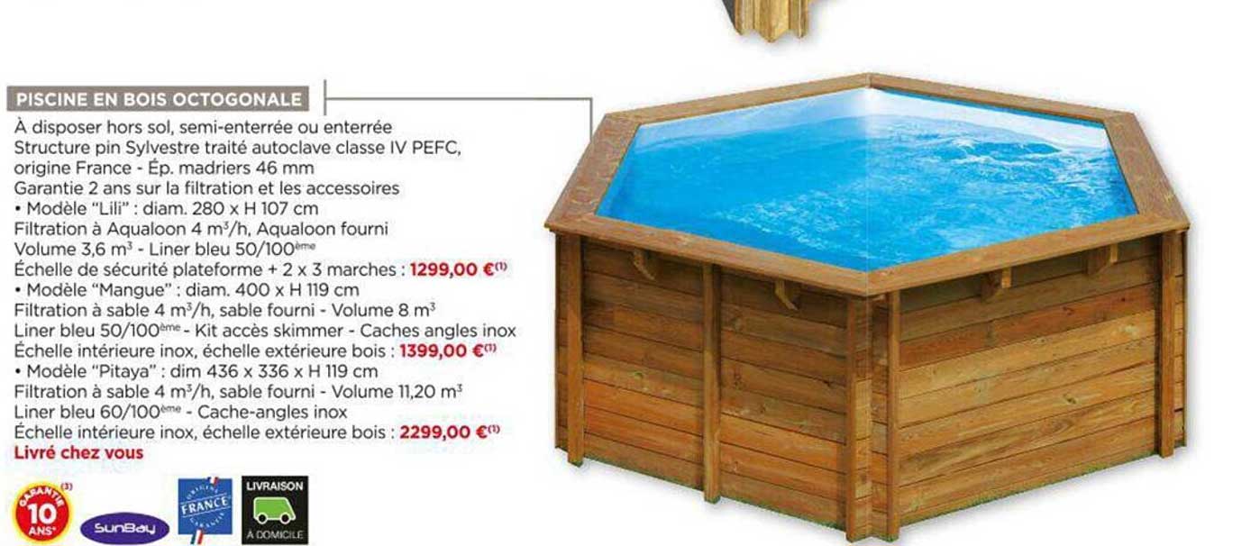 piscine en bois octogonale sunbay