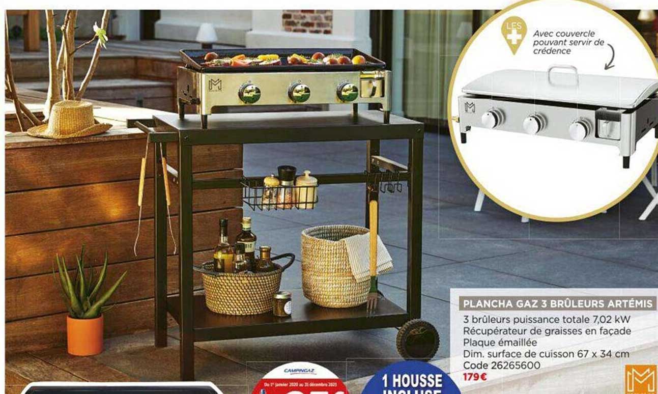 plancha gaz 3 brûleurs artèmis