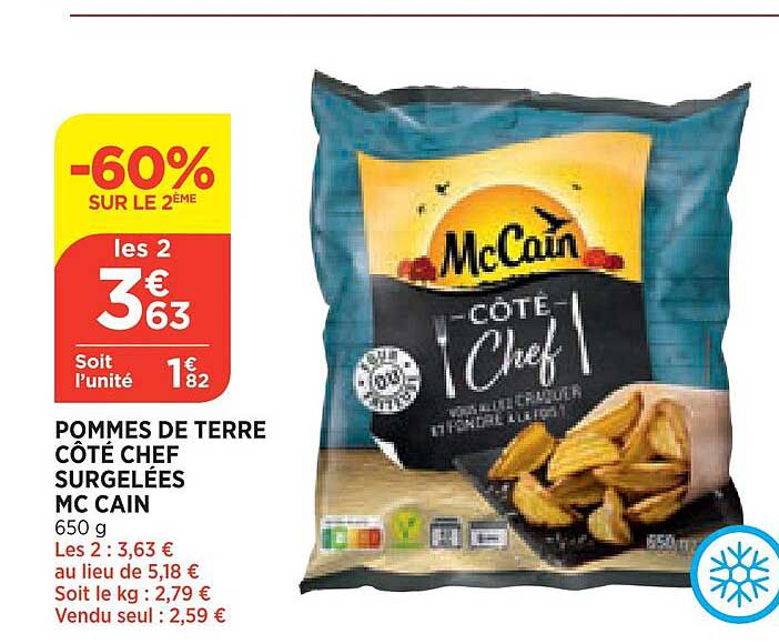 pommes de terre côté chef surgelées mc cain