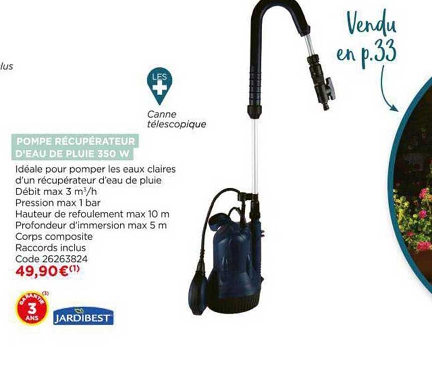 pompe récupérateur d'eau de pluie 350 w jardibest