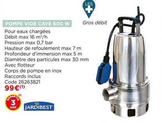 pompe vide cave 600 w jardibest
