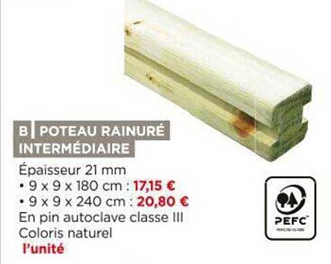 poteau rainuré intermédiaire