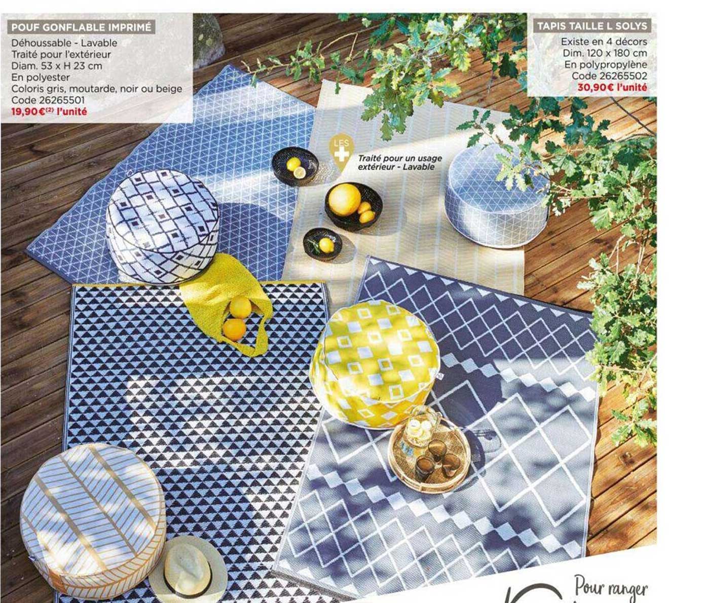 pouf gonflable imprimé, tapis taille l solys