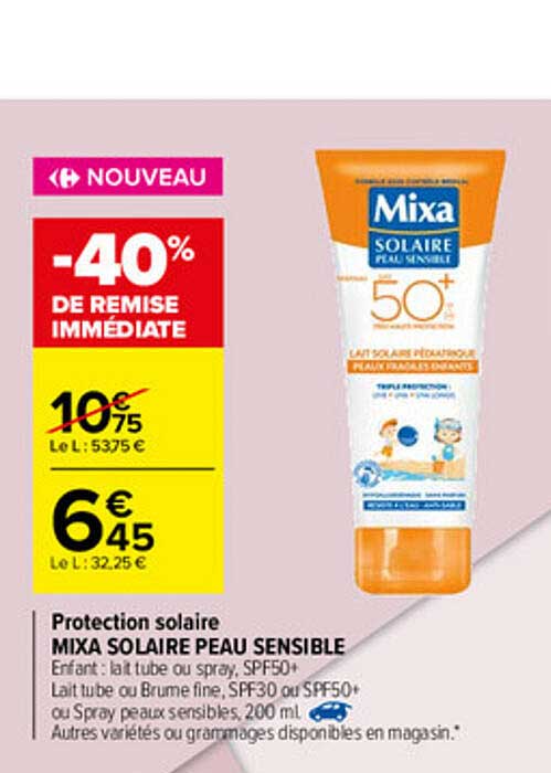 protection solaire mixa solaire peau sensible