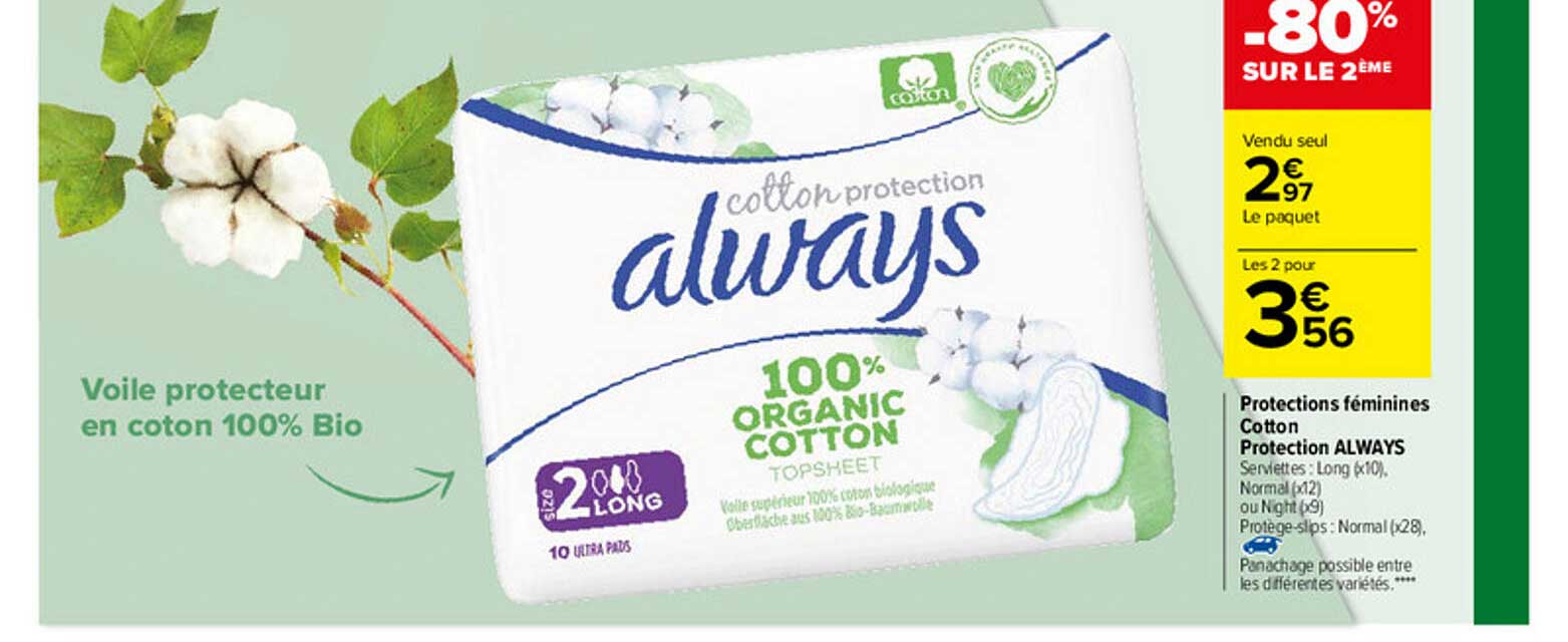 protections féminines cotton protection always