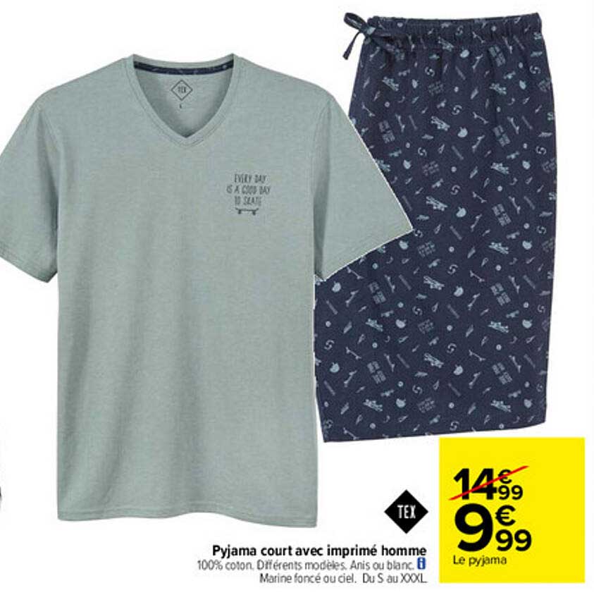 pyjama court avec imprimé homme tex