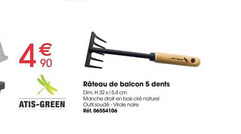 râteau de balcon 5 dents atis-green