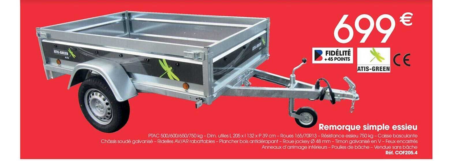 remorque simple essieu atis-green