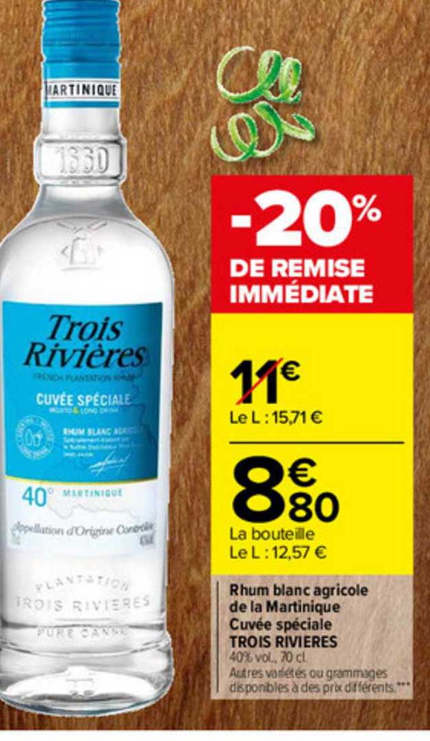 rhum blanc agricole de la martinique cuvée spéciale trois rivières