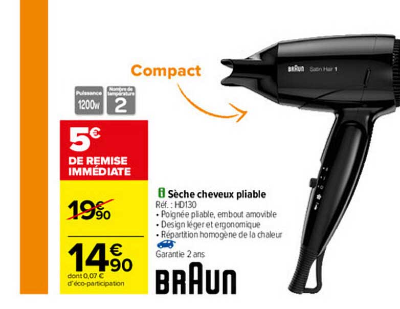 Sèche Cheveux Pliable Braun