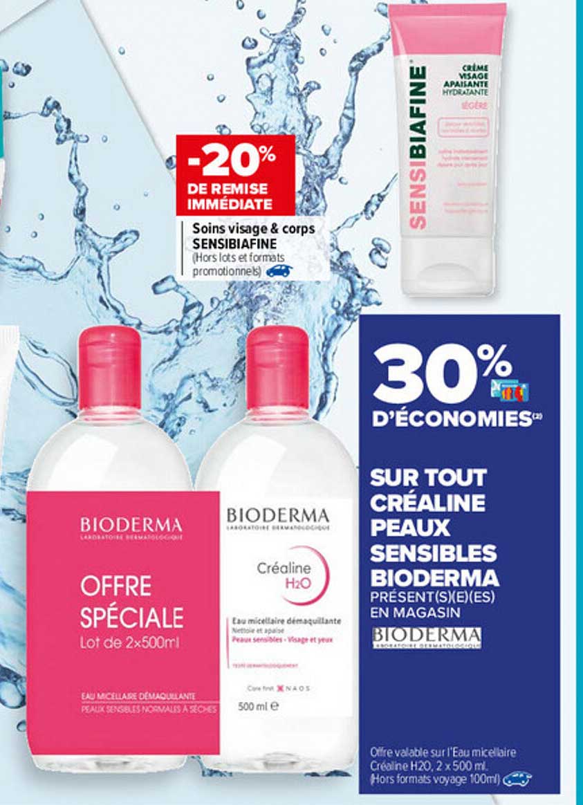 soins visage & corps sensibiafine, créaline peaux sensibles bioderma