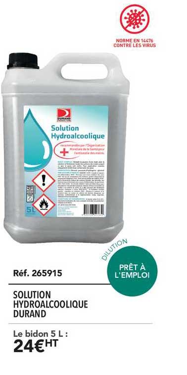 solution hydroalcoolique durant