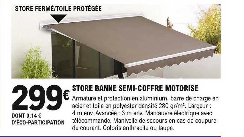 store banne semi-coffre motorisé