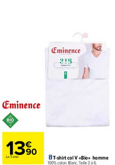 t-shirt col v bio homme eminence