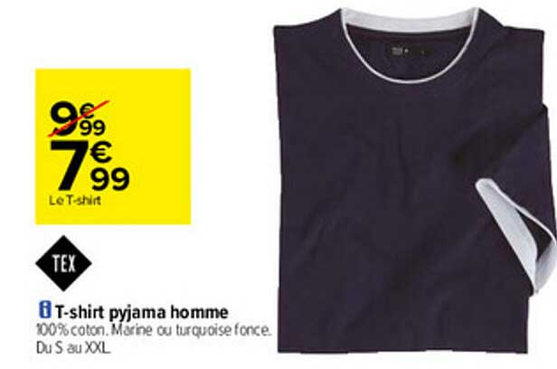 t-shirt pyjama homme tex