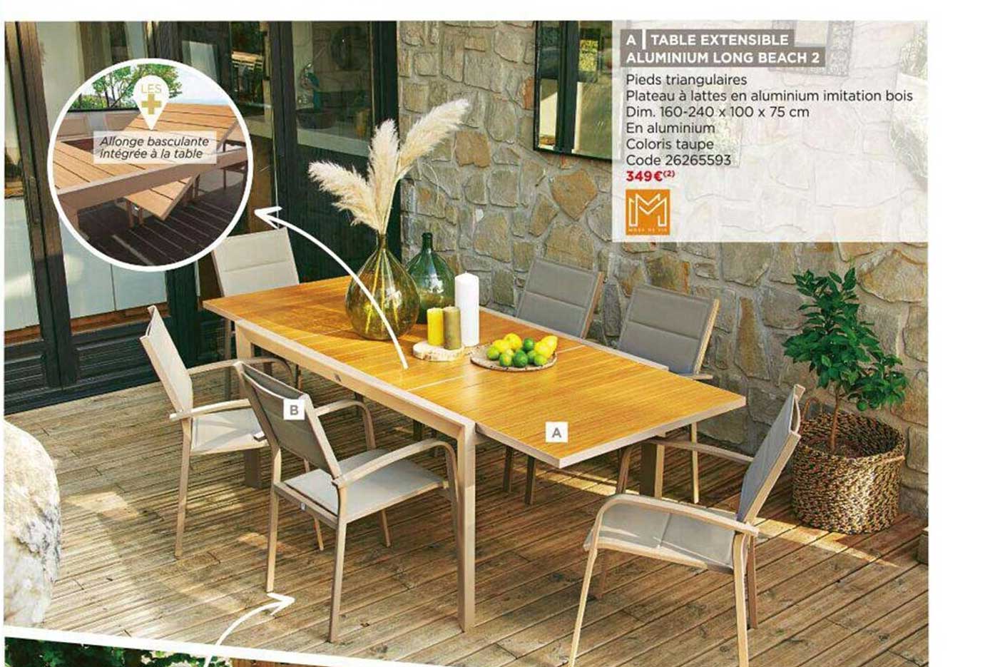 table extensible aluminium long beach 2