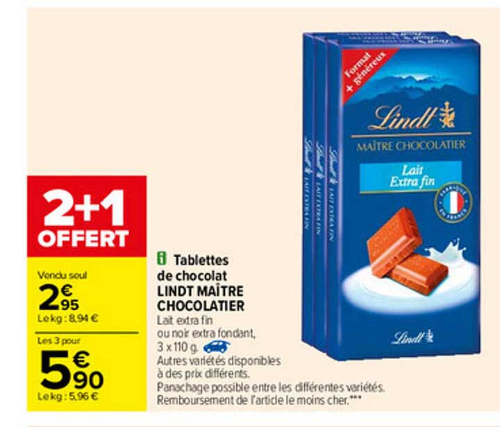tablettes de chocolat lindt maître chocolatier