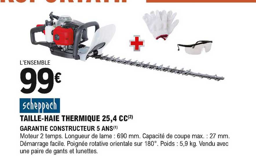 taille-haie thermique 25,4 cc scheppach