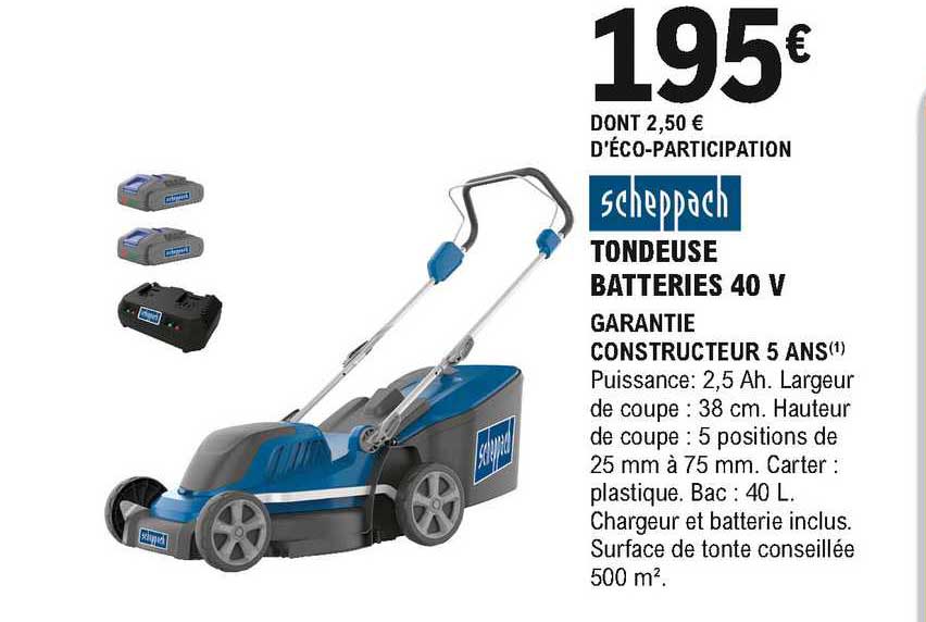 Tondeuse Batteries 40 V Scheppach