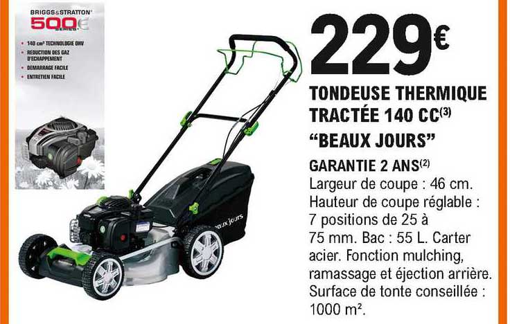 Tondeuse Thermique Tractée 140 Cc "beaux Jours"