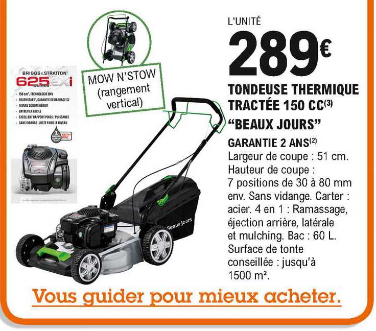 tondeuse thermique tractée 150 cc "beaux jours"