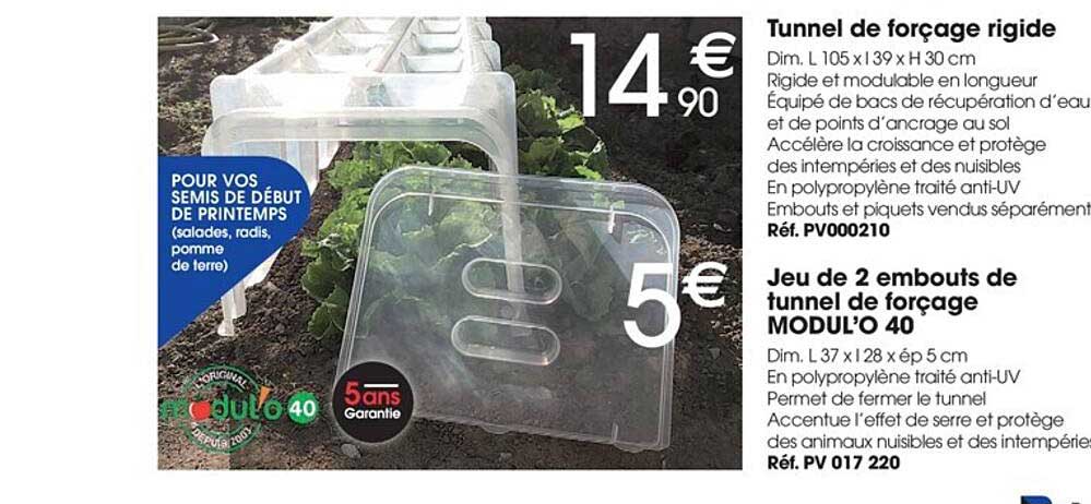 tunel de forçage rigide, jeu de 2 embouts de tunnel de forçage modul'o 40