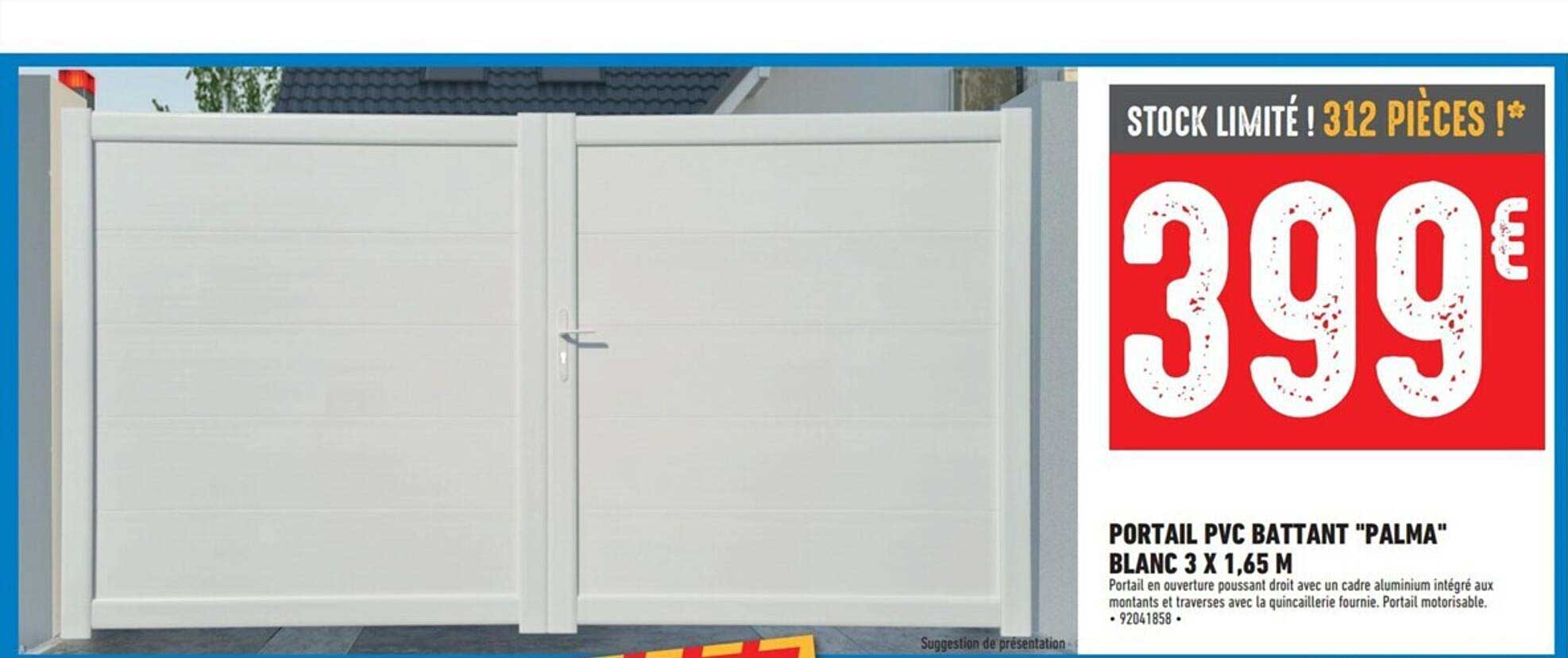 Portail Pvc Battant "palma" Blanc 3 X 1,65 M