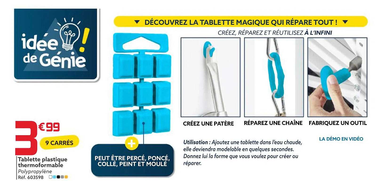 tablette plastique thermoformable