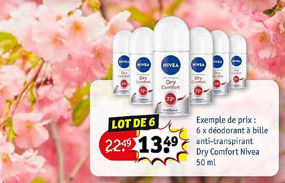 6 x déodorant à bille anti-transpirant dry comfort nivea