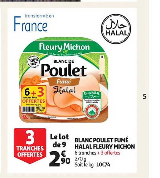 blanc poulet fumé halal fleury michon
