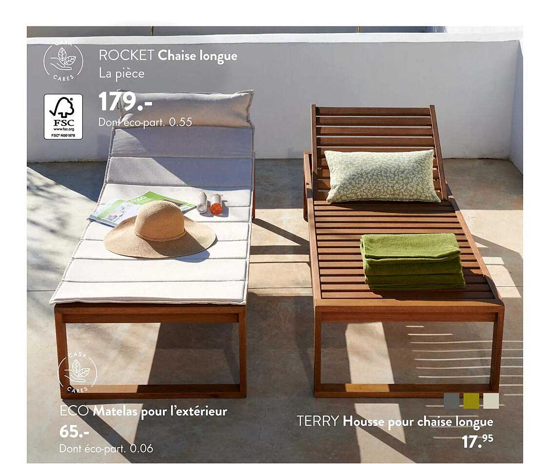 chaise longue rocket, matelas pour l'extérieur eco, housse pour chaise longue terry