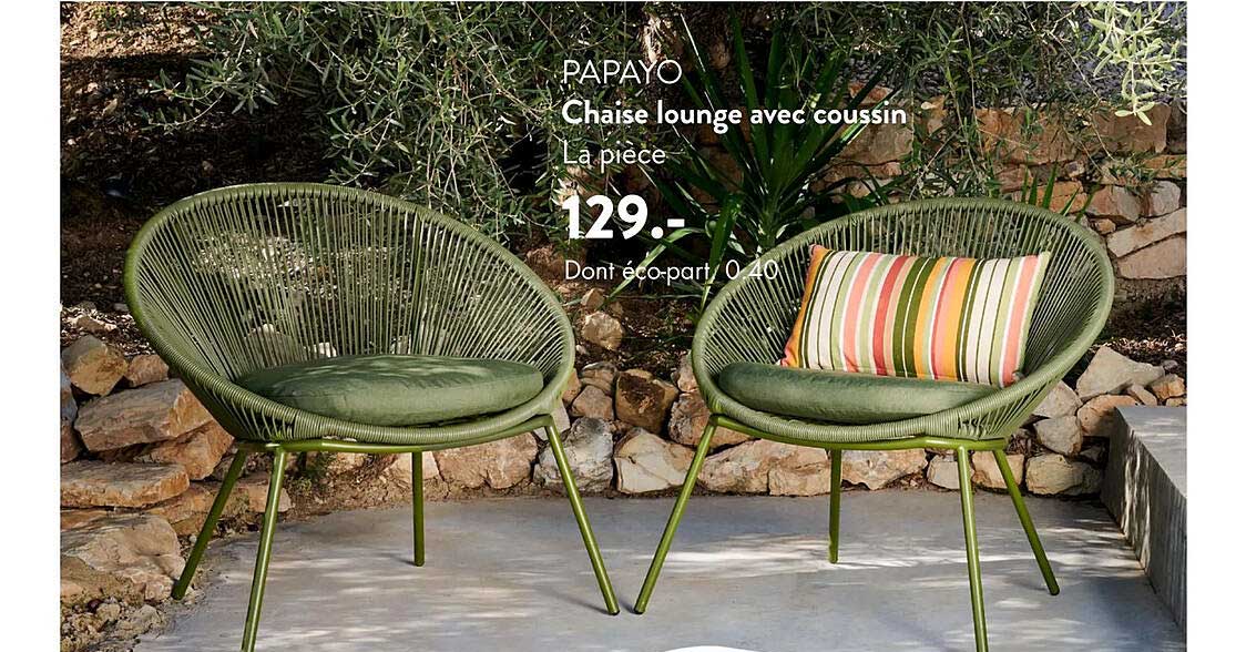 Chaise Lounge Avec Coussin Papayo