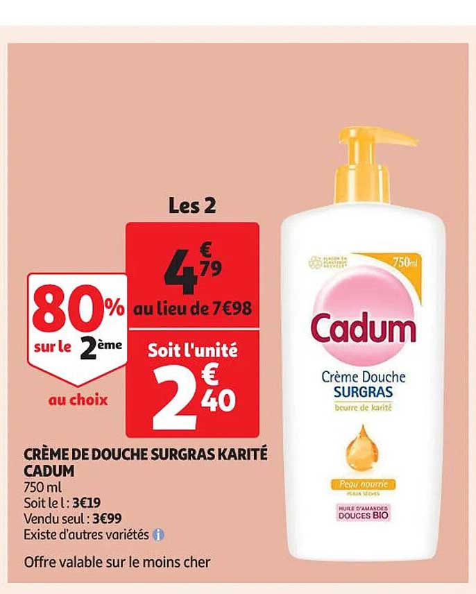 crème de douche surgras karité cadum