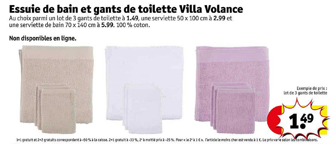essuie de bain et gants de toilette villa volance