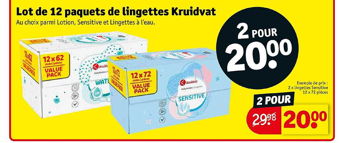 lot de 12 paquets de lingettes kruidvat