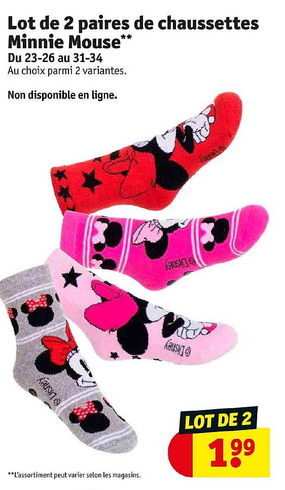 Lot De 2 Paires De Chaussettes Minnie Mouse