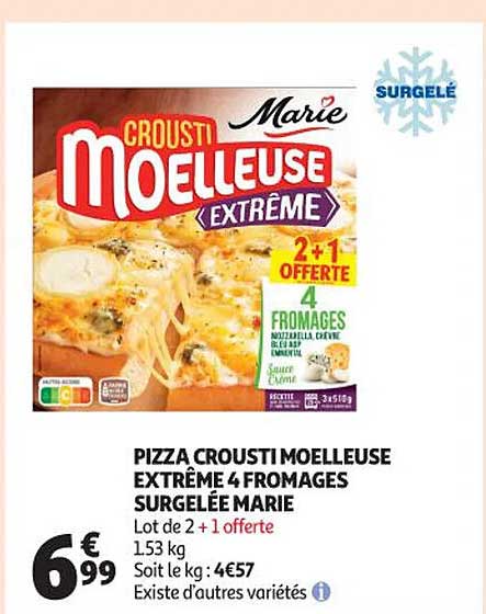 Pizza Crousti Moelleuse Extrême 4 Formages Surgelée Marie