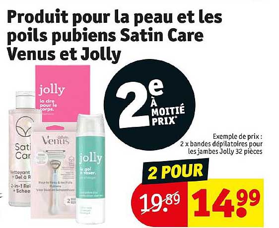 produit pour la peau et les poils pubiens satin care venus et jolly