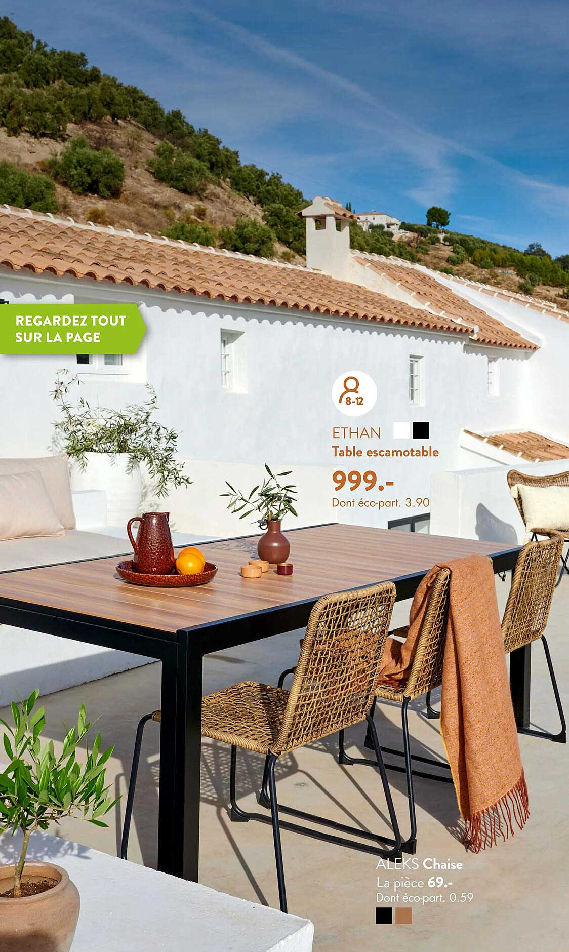 Table Escamotable Ethan, Chaise Aleks