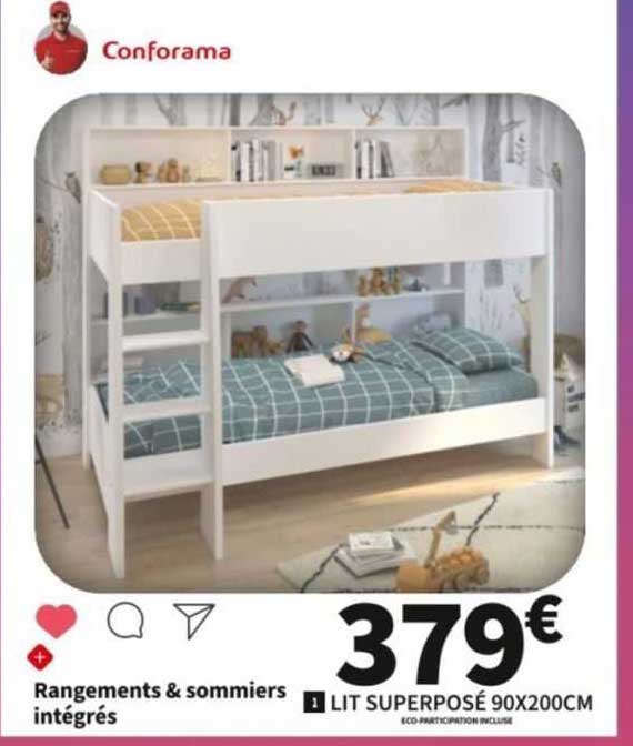 lit superposé 90 x 200 cm