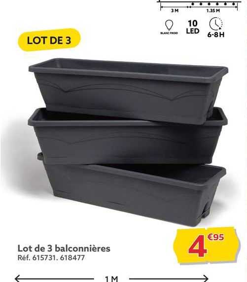 lot de 3 balconnières