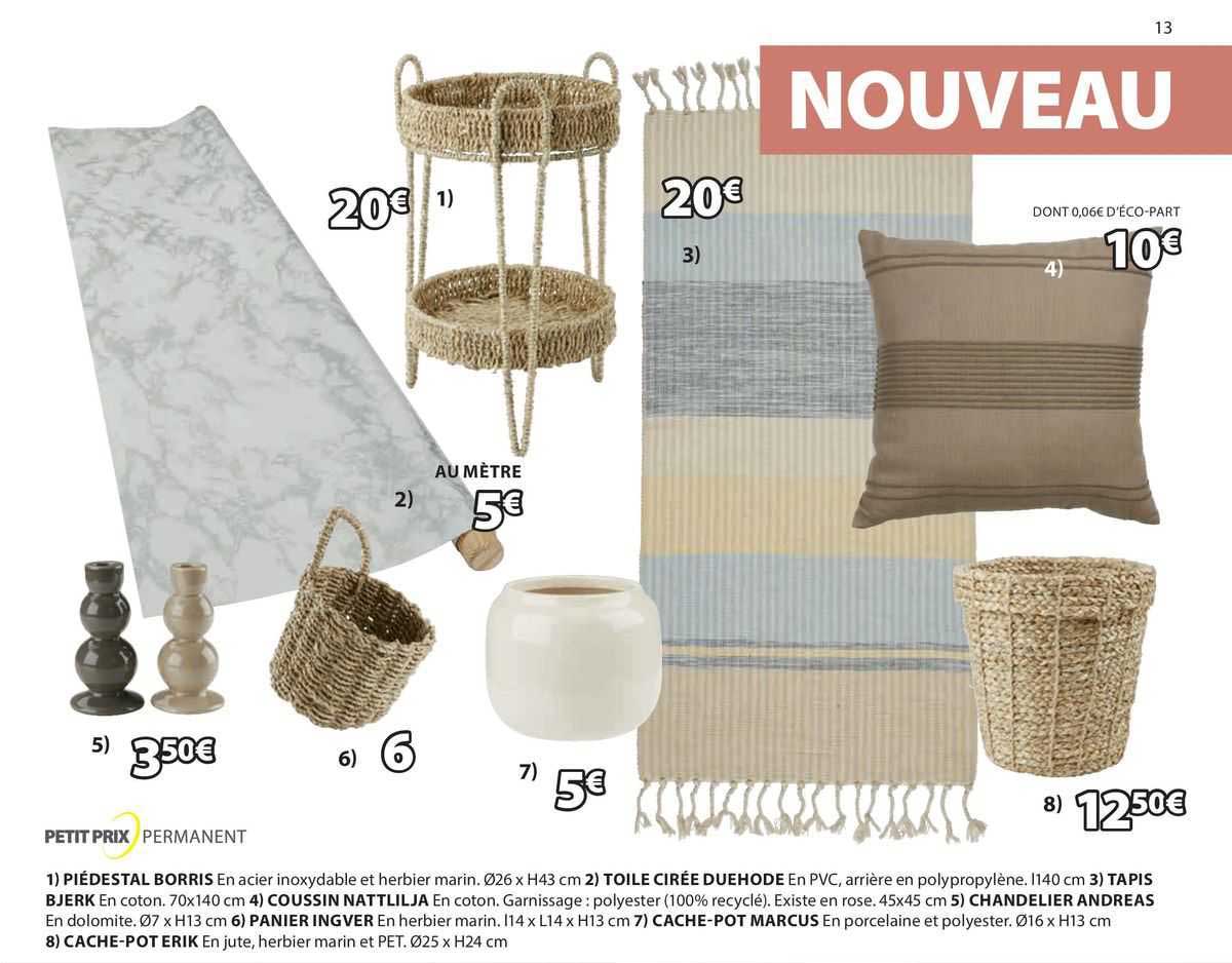 piédestal borris, toile cirée duehode, tapis bjerk, coussin nattlilja, chandelier andreas, panier ingver, cache-pot marcus, cache-pot erik