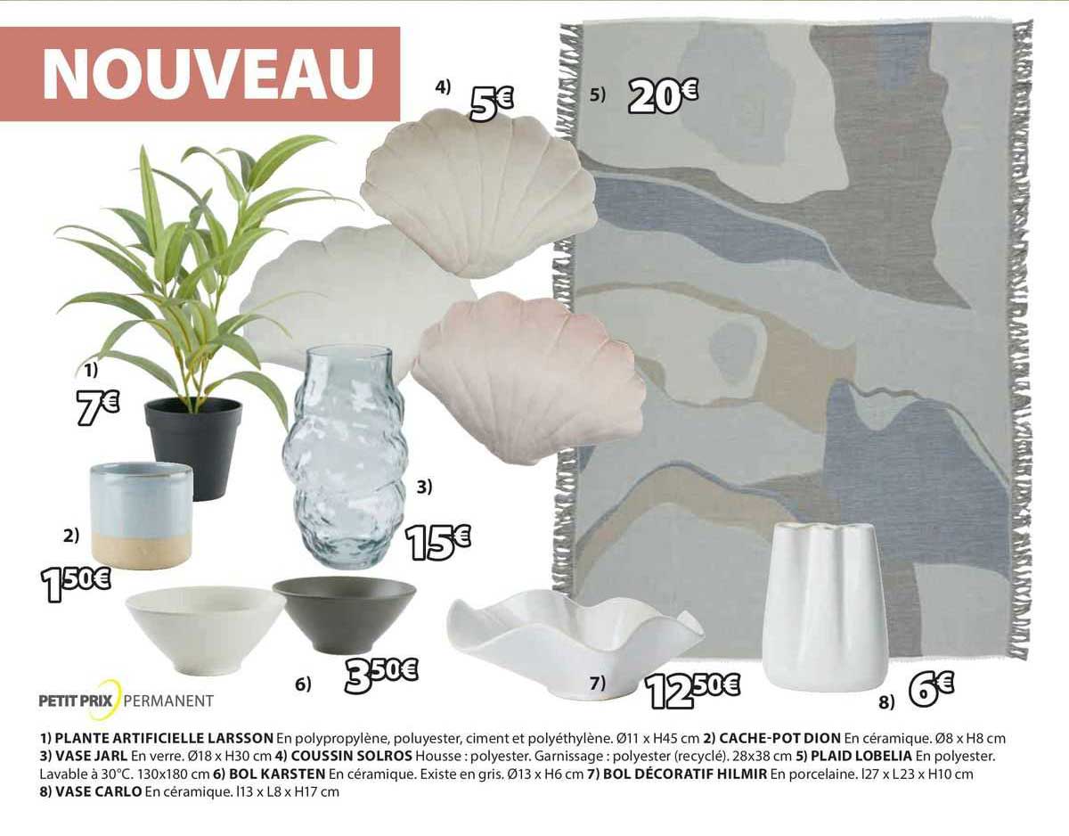 plante artificielle larsson, cache-pot dion, vase jarl, coussin solros, plaid lobelia, bol karsten, bol décoratif hilmir, vase carlo