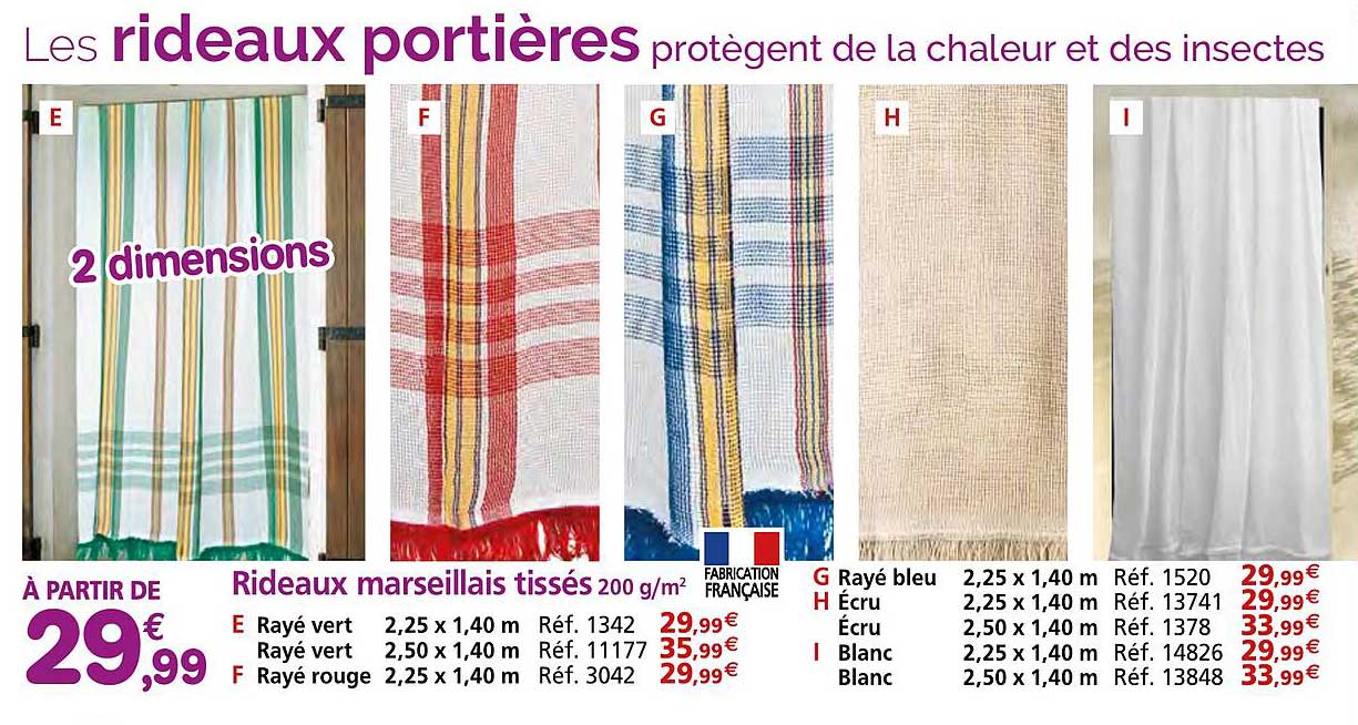 rideaux marseillais tissés 200 g/m²