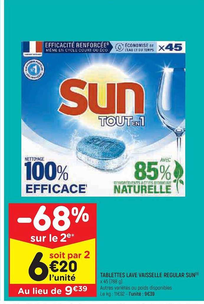 tablettes lave vaisselle regular sun