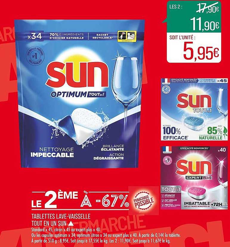 tablettes lave-vaisselle tout en un sun