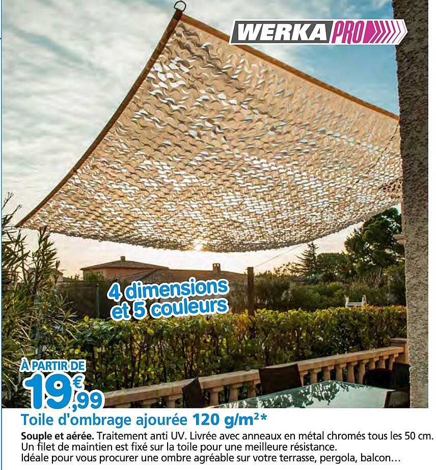 toile d'ombrage ajourée 120 g/m² werka pro