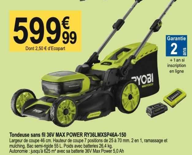 tondeuse sans fil 36v max power