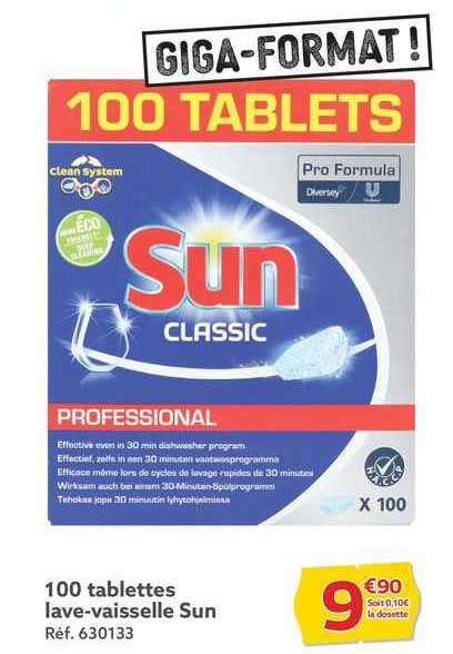 100 tablettes lave-vaisselle sun